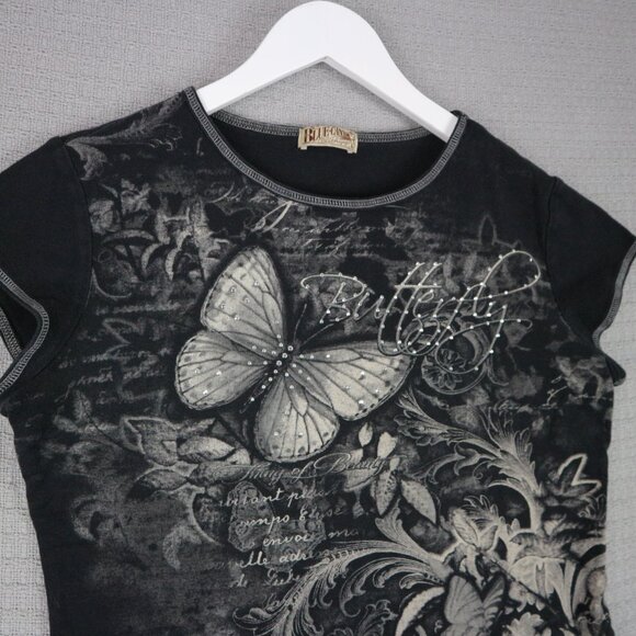 Blue Canyon Made in USA Embellished Butterfly Tee Shirt Womens Large - Picture 4 of 8